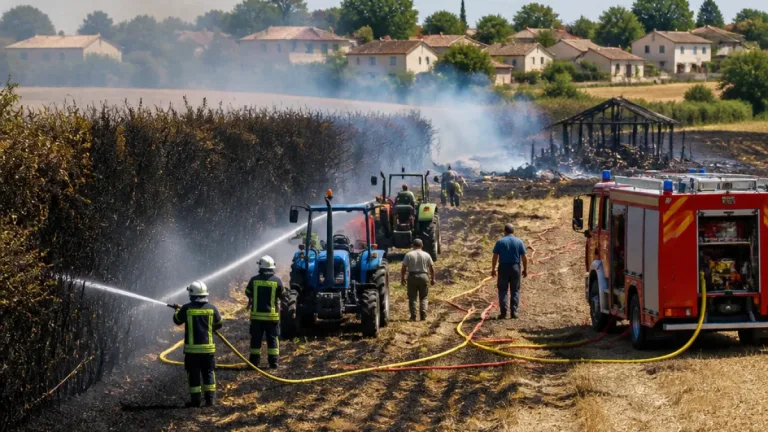 Incendie à Mauzé‑sur‑le‑Mignon : huit maisons sauvées après un feu d'espace naturel