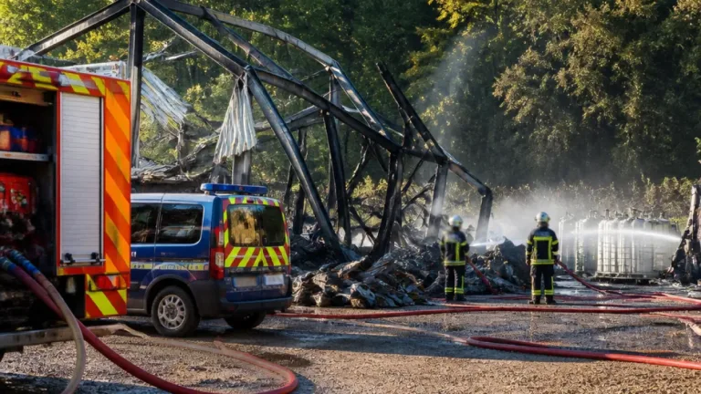 Incendie à Plombières‑les‑Bains : un hangar de 150 m² réduit en cendres, le bois voisin préservé