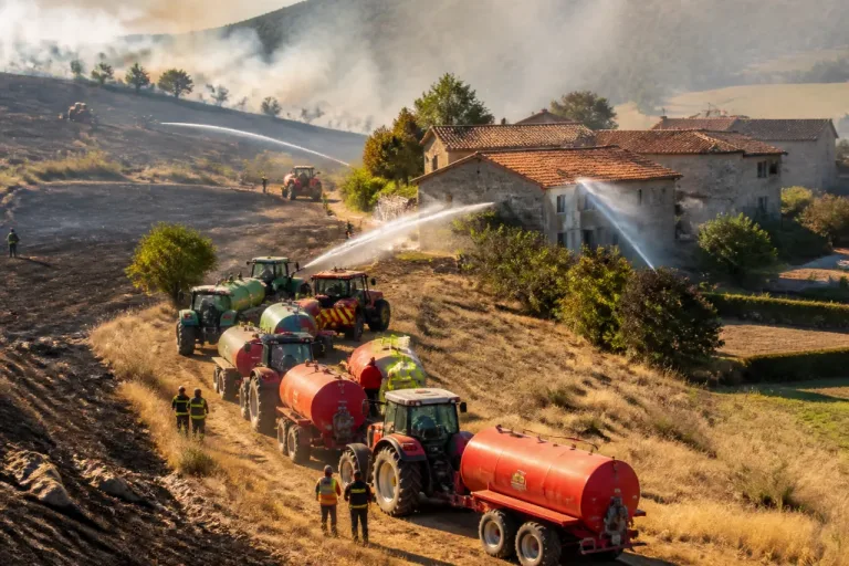 Incendie à Saint‑Bonnet‑Laval : agriculteurs et pompiers ont sauvé des habitations