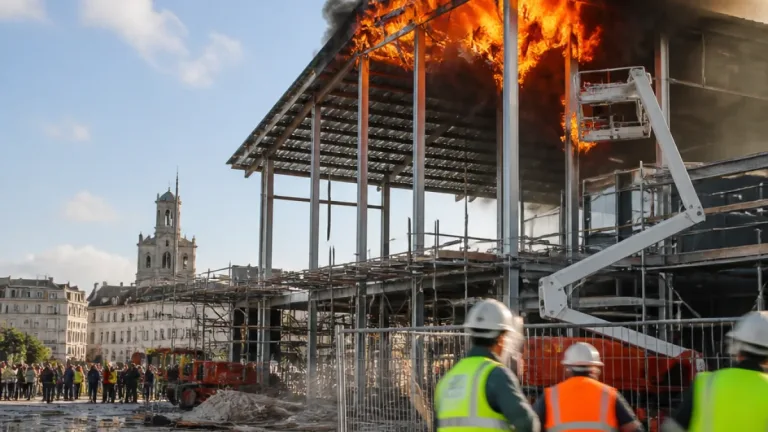 Incendie aux Halles de Cognac : un ouvrier s'échappe en se tenant à la charpente