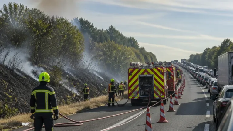 Incendie en bordure de l'A10 à Villebon-sur-Yvette : deux voies coupées, feu maîtrisé