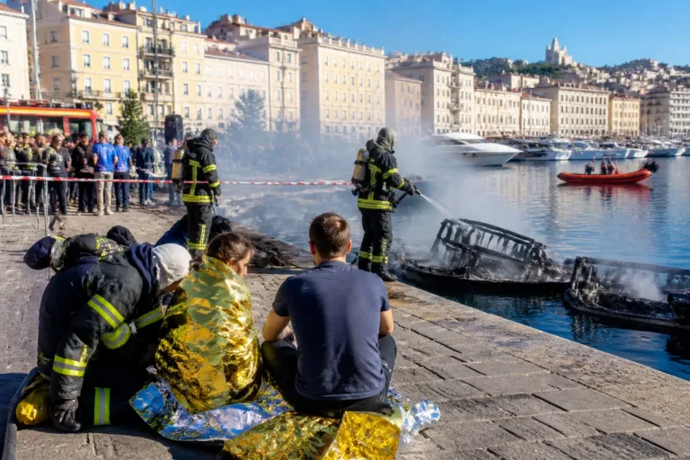 Incendie maîtrisé sur le Vieux‑Port de Marseille : deux bateaux coulés, plusieurs blessés légers