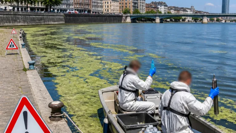 La Meuse teinte de vert à Liège : une prolifération de cyanobactéries confirmée