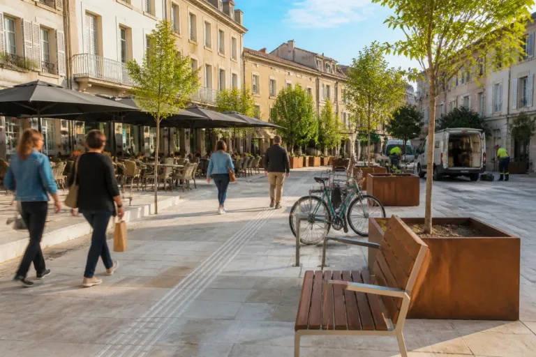 La place Rampon à Tournon-sur-Rhône rouverte après cinq mois de travaux