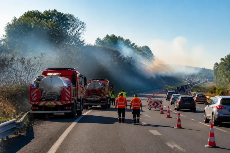 La Roche-sur-Yon : un feu de broussailles ralentit la circulation sur la 2x2 voies