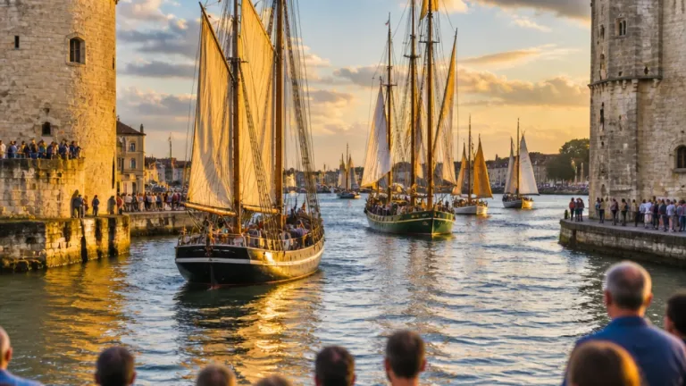 La Rochelle : parade de vieux gréements dans le Vieux-Port le 12 août