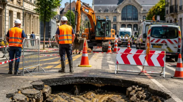Laon : affaissement et fuite sur l'avenue Aristide‑Briand, circulation perturbée