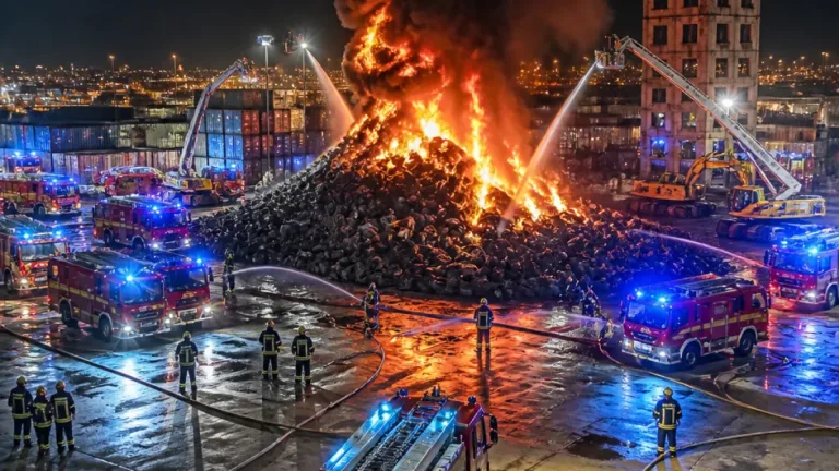 Le Havre : important feu de pneus mobilise près de 50 pompiers près du port