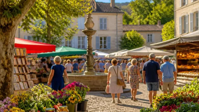 Le marché du samedi anime la place de la Liberté à Villefranche‑de‑Lonchat