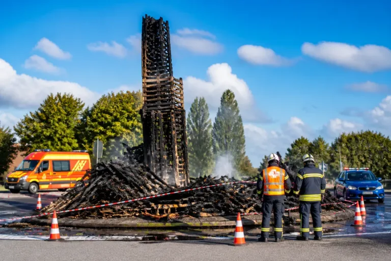 Le « phare » de palettes des agriculteurs détruit par un incendie près de la RN12