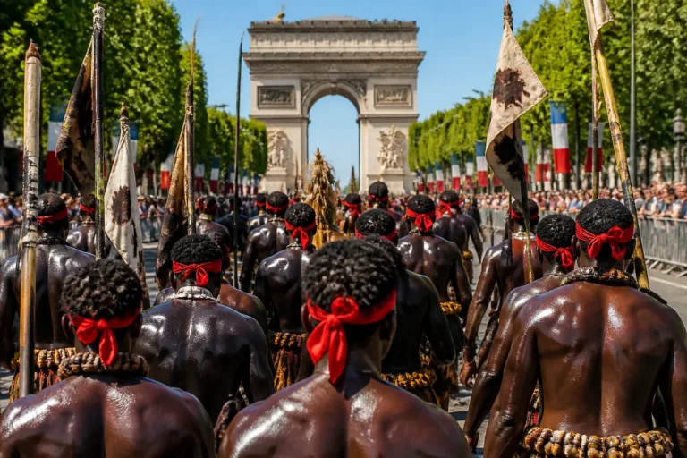 Les Nèg Marron de Guyane défilent sur les Champs-Élysées avec Guya’den