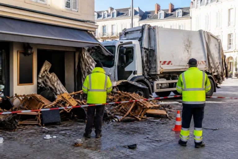 Mont-de-Marsan : un camion-poubelle heurte la terrasse du café Le Divan, aucun blessé