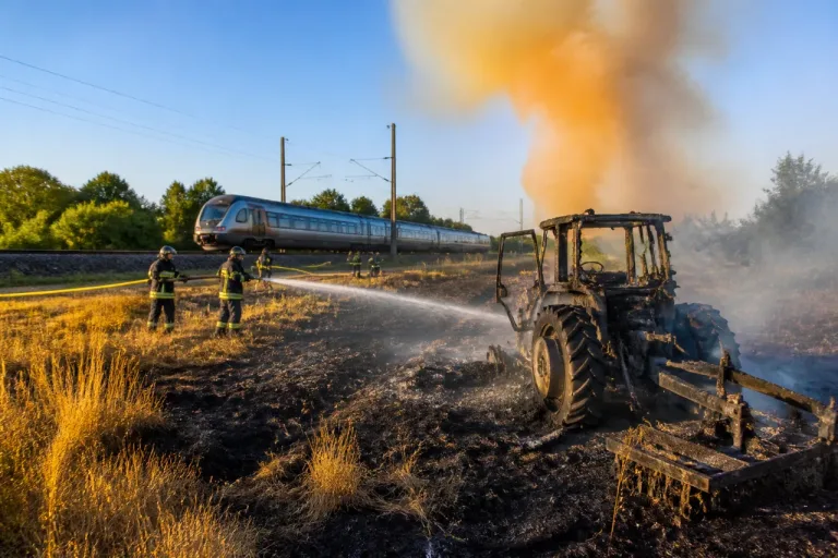 Moulins : un incendie de tracteur à Thiel-sur-Acolin interrompt la ligne Moulins–Dompierre