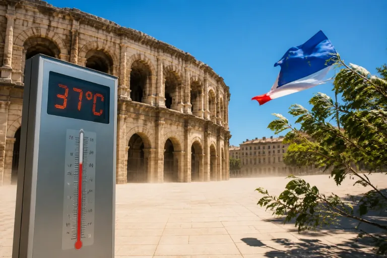 Nîmes: ciel limpide, chaleur à 37 °C et vent du Nord attendu ce samedi