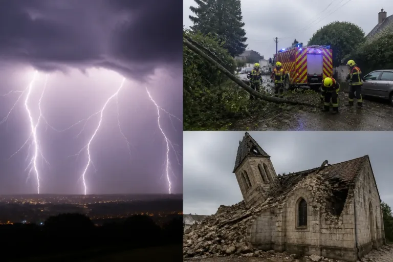 Orages dans l’Oise : 2 540 impacts de foudre, 196 interventions et un clocher effondré