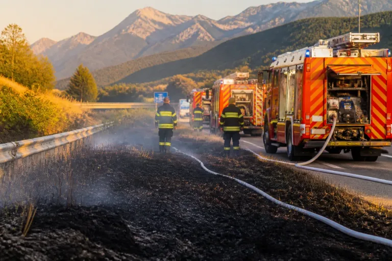 Passy : 500 m² de végétation partis en fumée le long de l’A40, les pompiers toujours sur place