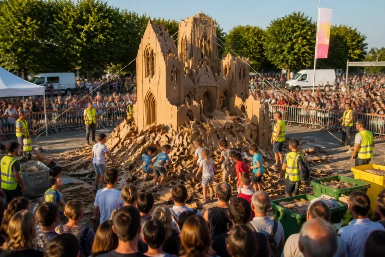 Périgueux : la cathédrale Saint‑Front en carton déconstruite et recyclée sur le parking Montaigne
