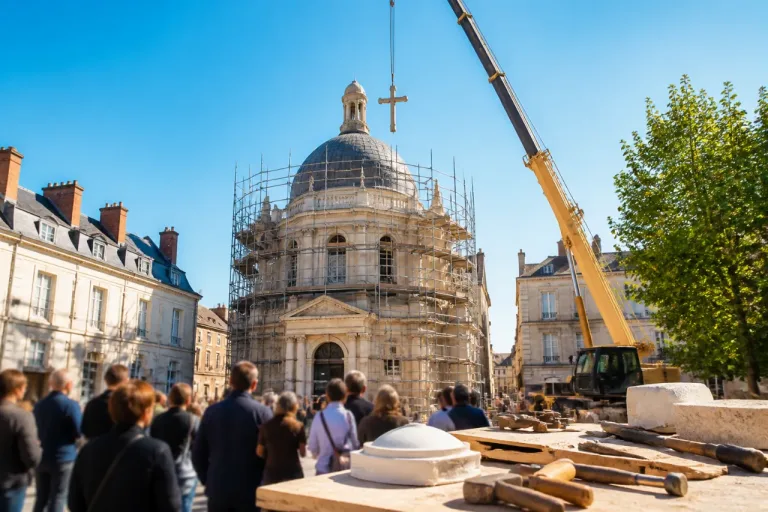 Poitiers : la croix revient au sommet de la chapelle des Feuillants, moment fort de la restauration