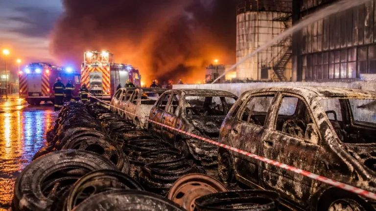 Rosenau : un incendie nocturne mobilise une centaine de pompiers et détruit des pneumatiques et véhicules