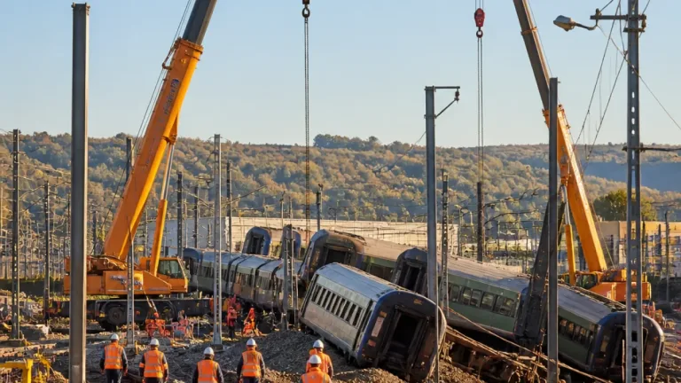 Rouen : début des opérations de relevage du train déraillé à Cléon, au moins une semaine