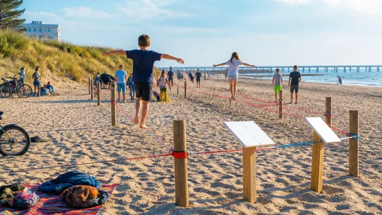 Saint-Nazaire installe des slacklines gratuites sur trois plages pour s’initier au funambulisme