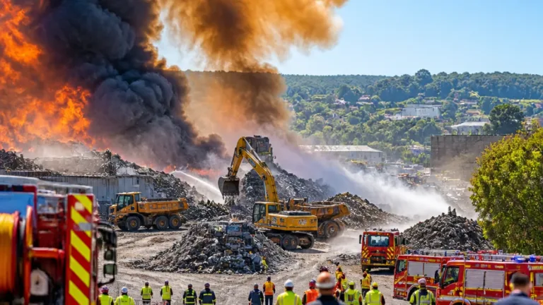 Sainte-Rose : un feu massif embrase 5 000 m² au centre de stockage des déchets