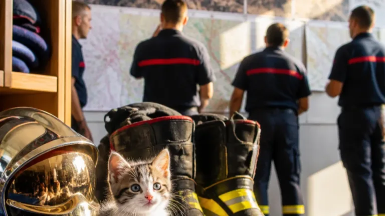 Saumos, le chaton sauvé des mégafeux, devient la mascotte de la caserne de Bassens