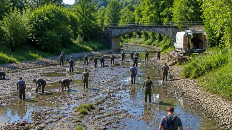 Sécheresse précoce dans l’Auze : pêche de sauvetage à Salins, les bénévoles inquiets