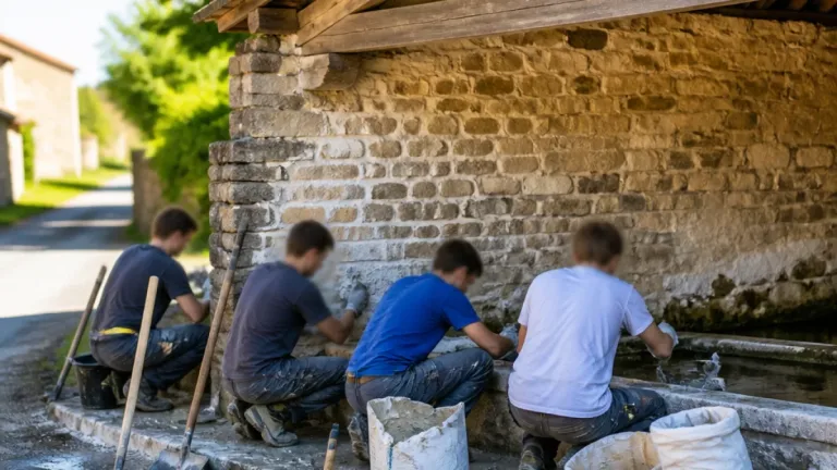 Sept jeunes restaurent le lavoir du XIXe siècle à Saint‑Civran