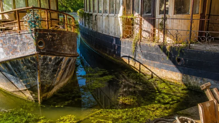 Sous le hangar, les vieux bateaux de la Haute-Meuse s'effacent peu à peu
