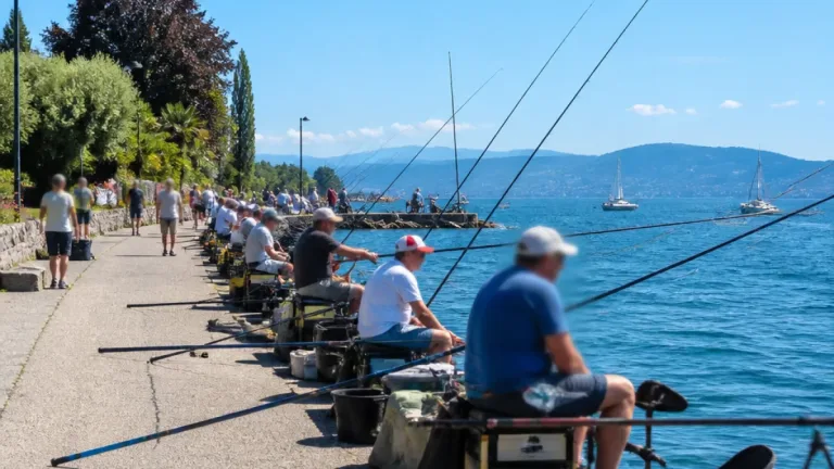Thonon-les-Bains : un concours de pêche à la ligne réunit une quinzaine de participants