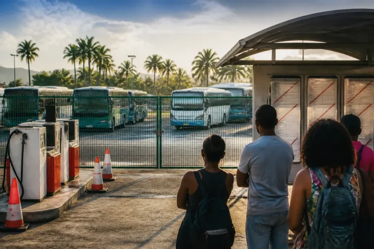 Transports publics à l’arrêt en Martinique: impayés, pompes à sec et usagers bloqués