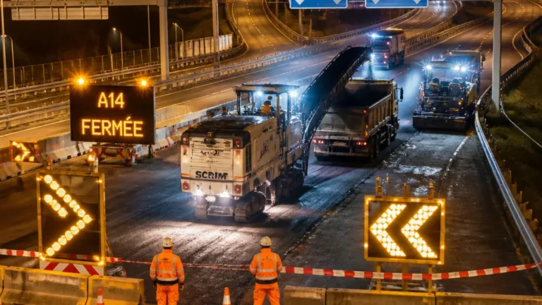 Travaux sur l’A14 : fermetures nocturnes et déviations jusqu’au 14 août