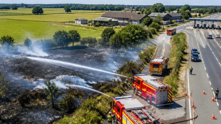 Trois feux maîtrisés vendredi près d’axes routiers en Vendée : bilan et perturbations