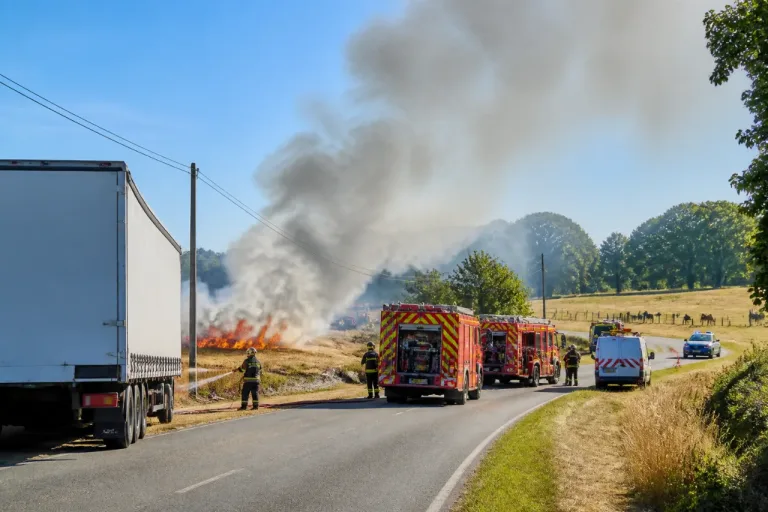 Un camion arrache des câbles haute tension et déclenche un incendie près de Tours