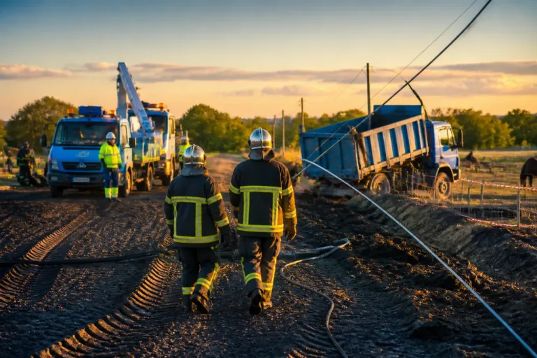 Un camion arrache une ligne haute tension à Saint-Roch : feu maîtrisé, 120 chevaux évacués