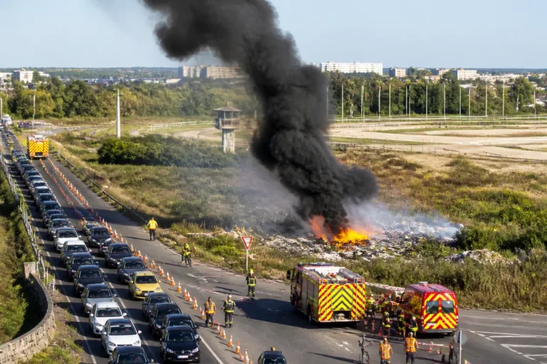 Un gros incendie sur un ancien camp le long de la RN104 perturbe la circulation en Essonne