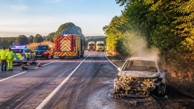 Un homme de 30 ans meurt après la sortie de route et l'incendie de son véhicule sur la D61