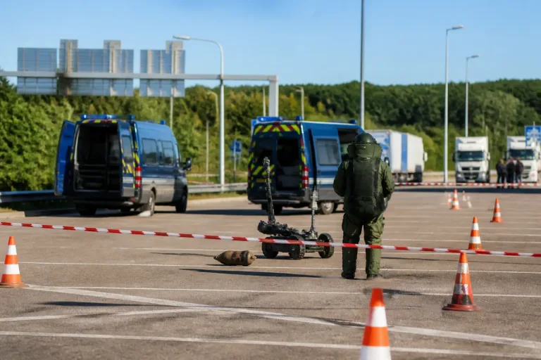 Un obus retrouvé sur l'aire d'autoroute d'Assevillers : périmètre de sécurité et intervention des démineurs