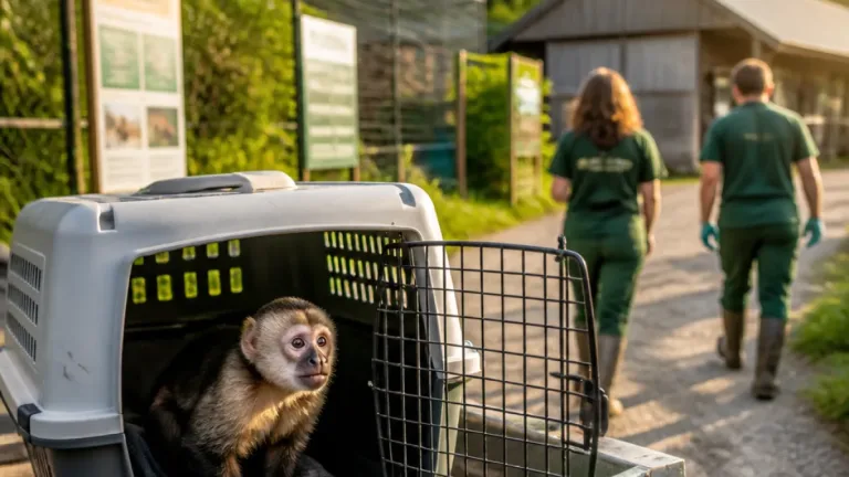 Un singe capucin retrouvé à Quimperlé pris en charge aux Terres de Nataé à Pont-Scorff