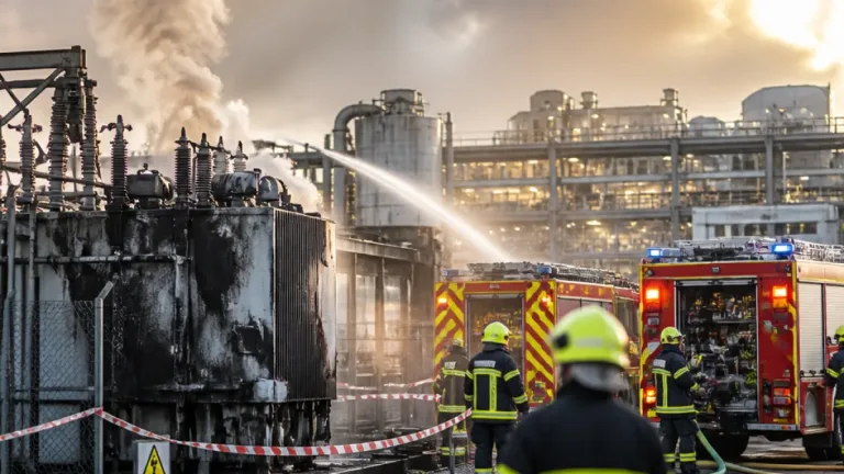 Un transformateur de 20 000 volts en feu à Port-Jérôme : 22 pompiers mobilisés, une entreprise partiellement touchée