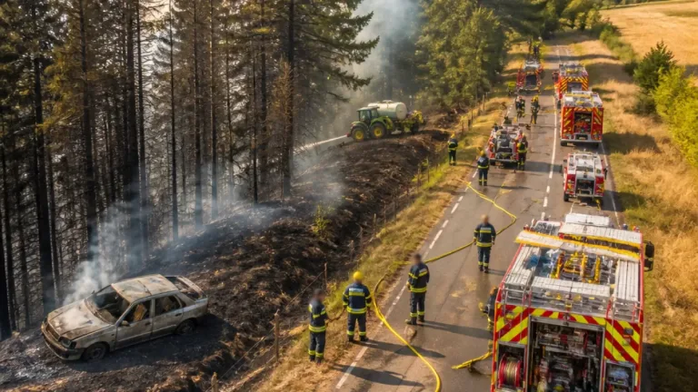 Un véhicule en feu déclenche un incendie de forêt maîtrisé à Ranchal, 2 000 m² touchés