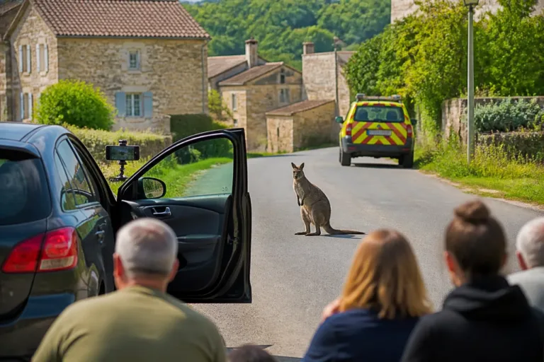 Un wallaby filant sur la route à la sortie de Montpeyroux : étonnement et recherche du propriétaire
