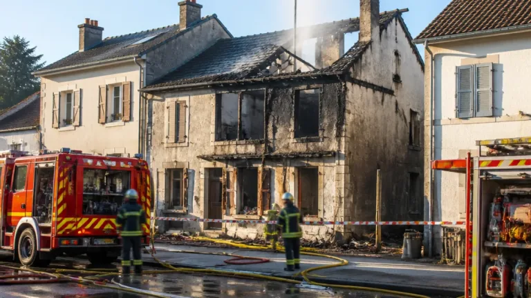 Une maison détruite par un feu matinal à Villeneuve, près d'Issoire