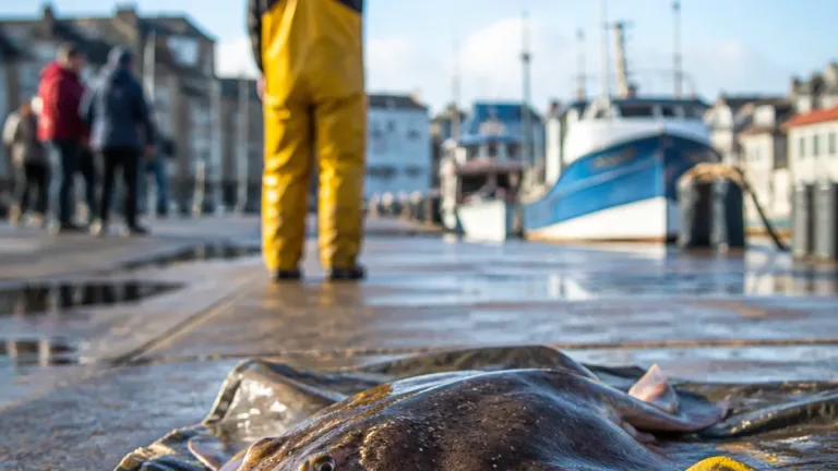 Une raie torpille marbrée pêchée au port des Flamands à Cherbourg-en-Cotentin
