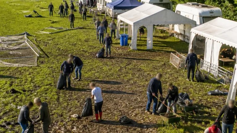 Une trentaine de bénévoles mobilisés pour restaurer le terrain de foot de Lixing-lès-Rouhling