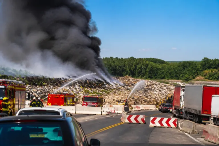 Violent incendie de détritus : la RN104 coupée et près de 100 pompiers mobilisés
