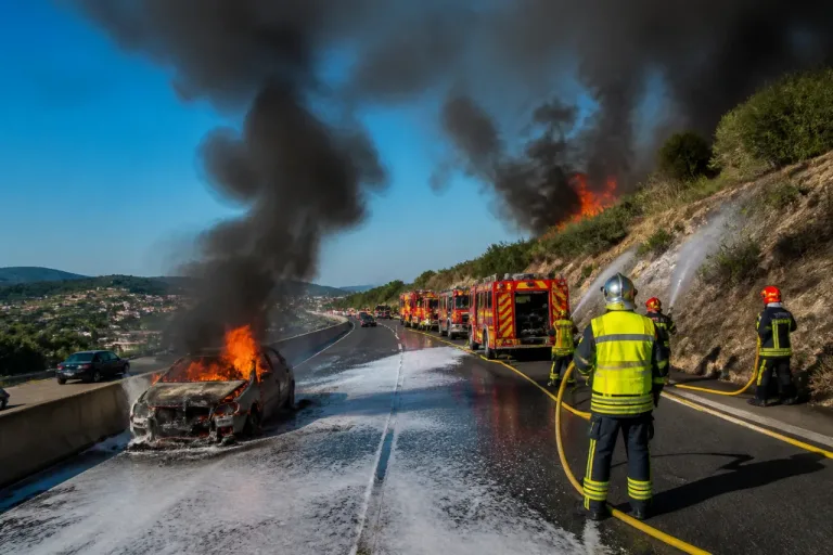 Voiture en feu sur l’A51 : un feu de végétation maîtrisé, les maisons protégées